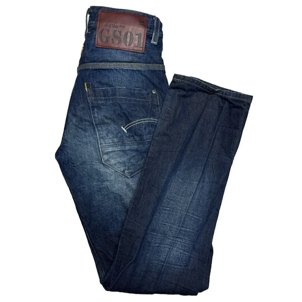 G‎ Star Men 27X32 New Radar Tapered Dark Wash Blue Jeans GS01 3301 100% Cotton